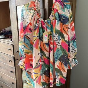 OTT Colorful Print Lined Women's Top 2X NWT